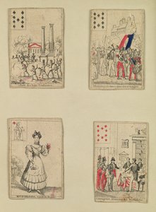 Vier Spielkarten zur Erinnerung an die Helden des Juli 1830, 1831 von French School